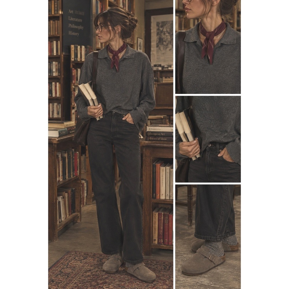 Anthology sweater silk and cashmere collared LG textured loose boxy fit basics